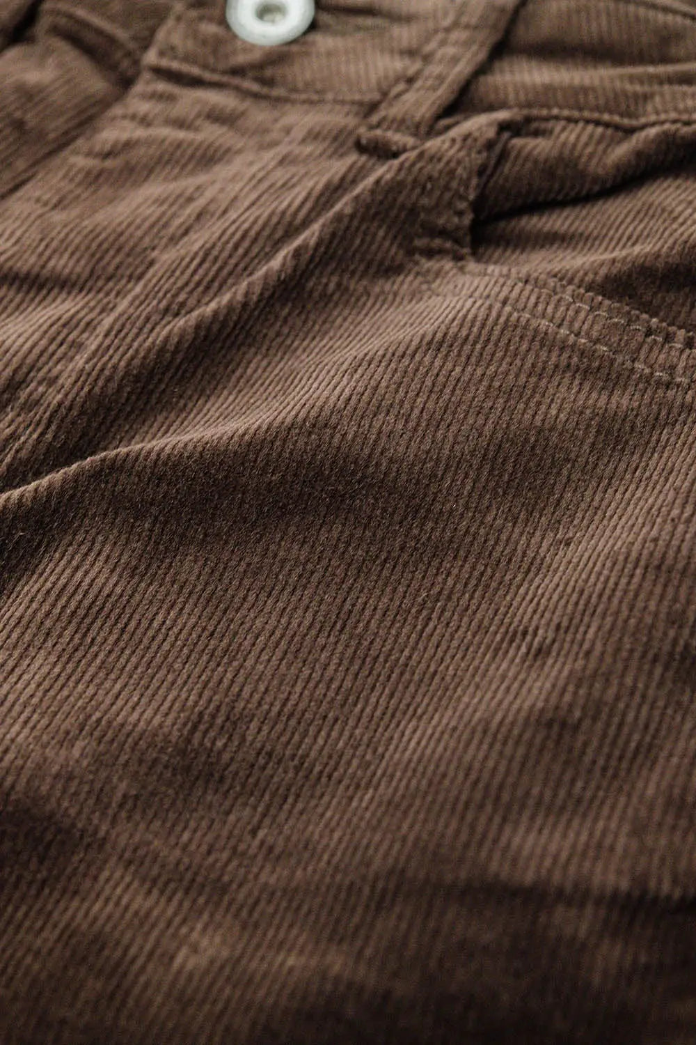 Dark Brown corduroy flare pants with leopard print at the bottom - Pants