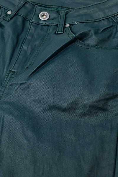 Dark Green Faux Leather Super Skinny Pants - Pants