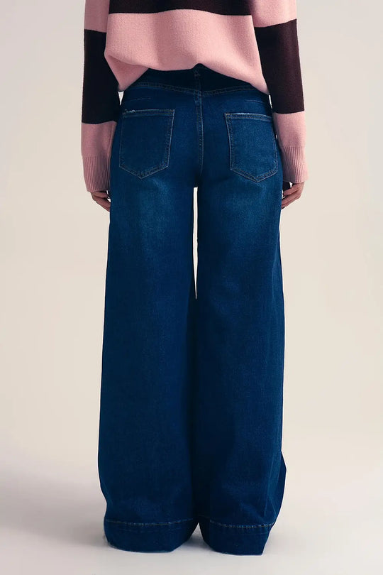 Dark wash Blue Jeans with extra wide leg - Jeans