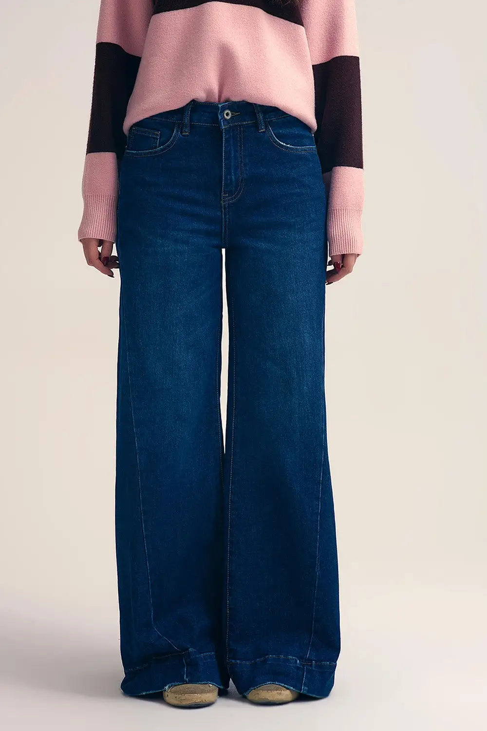 Q2 Dark wash Blue Jeans with extra wide leg