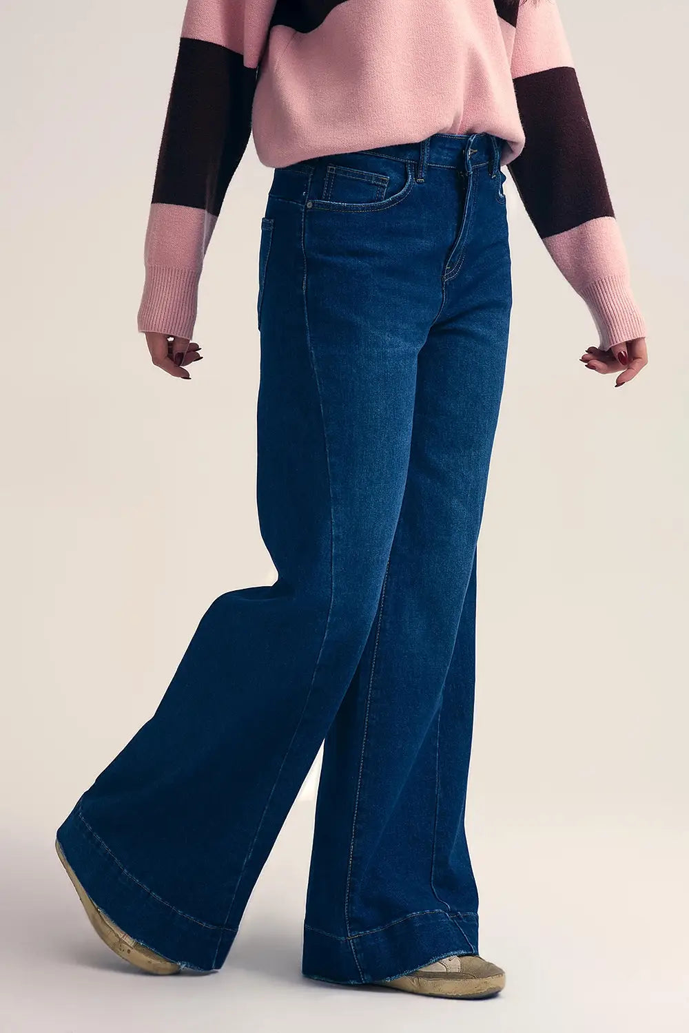 Dark wash Blue Jeans with extra wide leg - Jeans