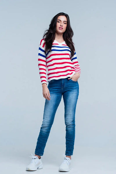 Dark Wash Wrinkled Skinny Jeans - Jeans