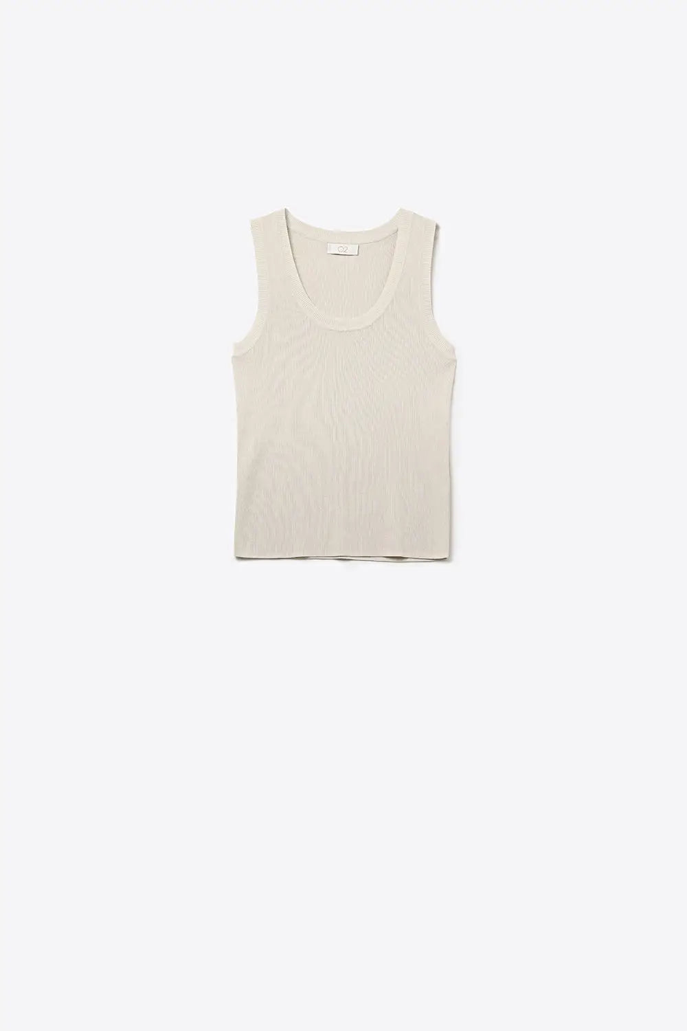 Q2 Débardeur Beige en Tricot Côtelé pour Superposition