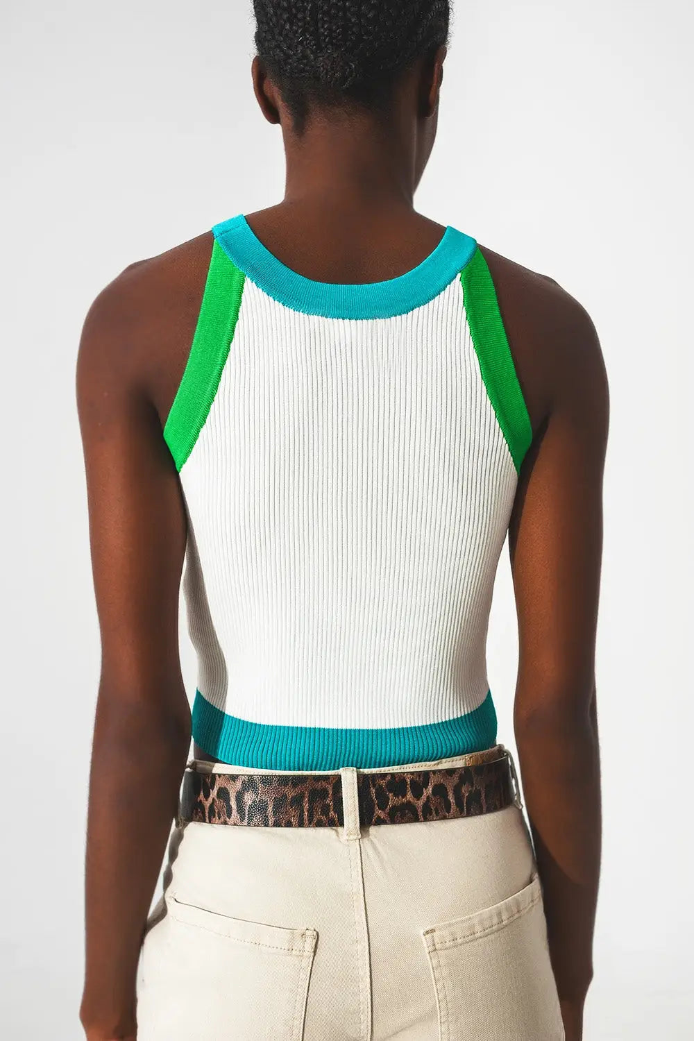Débardeur court nervuré bleu - Tops