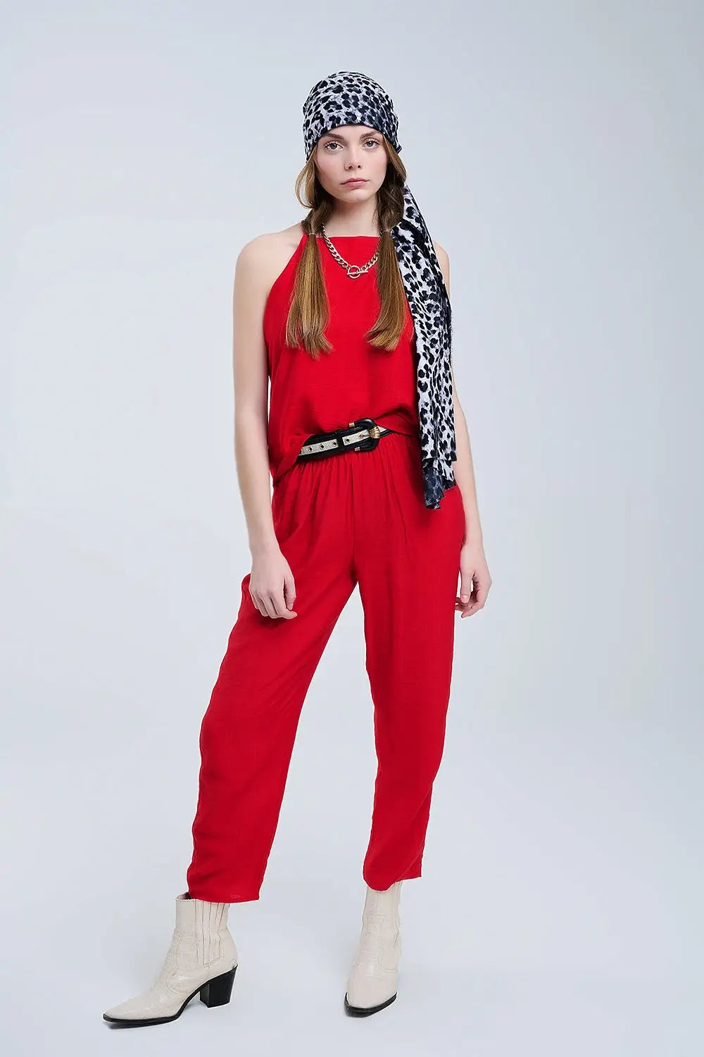 Débardeur d’été basique à col licou en rouge cerise - Tops