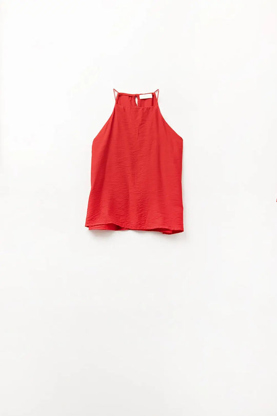 Débardeur d’été basique à col licou en rouge cerise - Tops