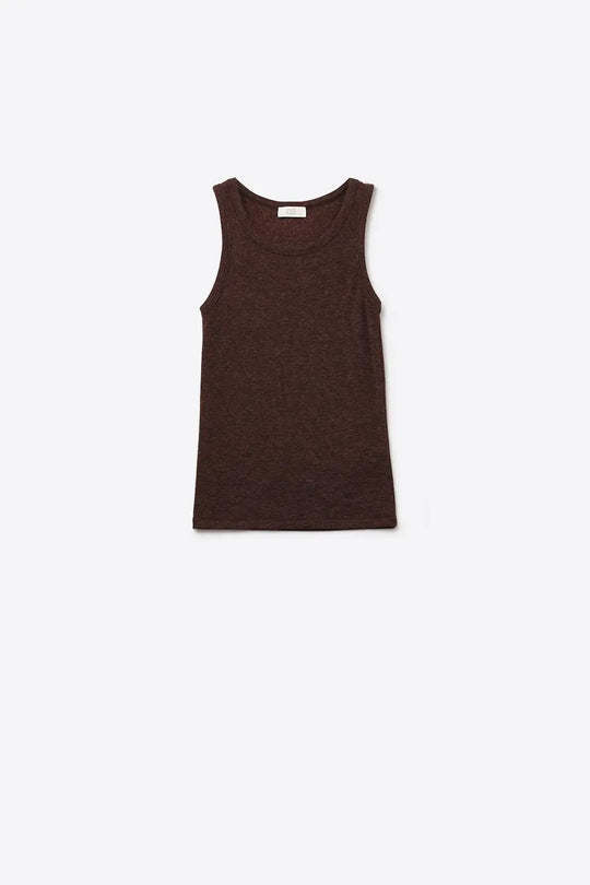 Q2 Débardeur de base en tricot super doux marron chocolat