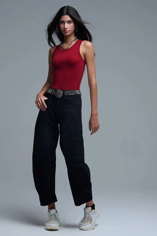 Débardeur de base en tricot super doux rouge rubis - Tops