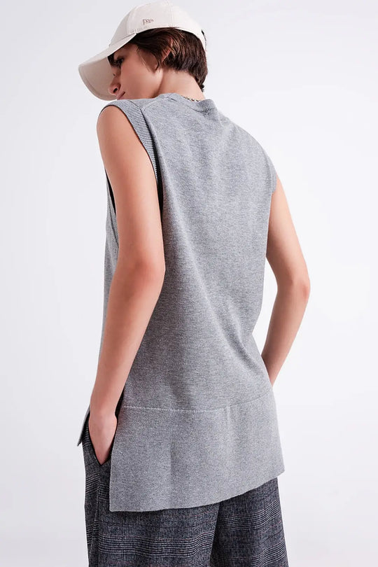 Débardeur en maille gris - Pulls