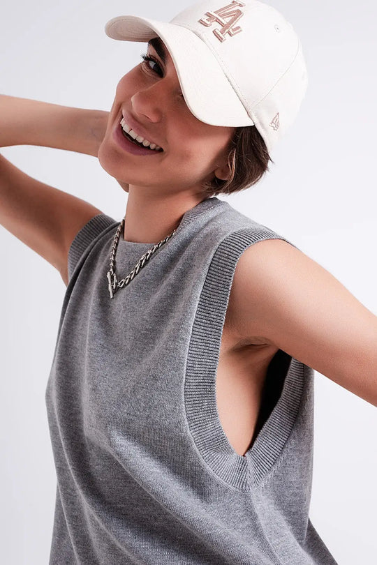 Débardeur en maille gris - Pulls
