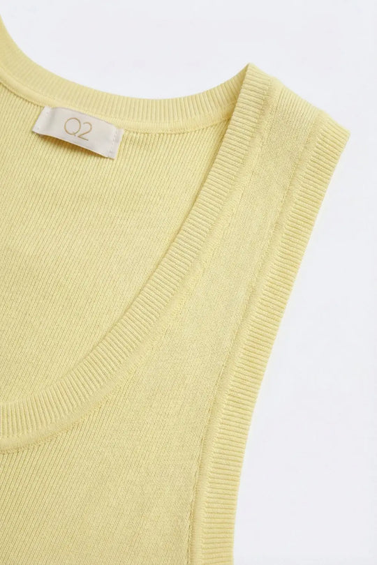 Débardeur jaune en maille côtelée sans manches avec encolure dégagée - One Size / jaune
