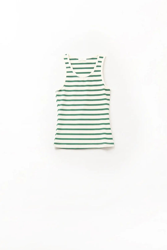 Débardeur rayé blanc avec verts - Tops