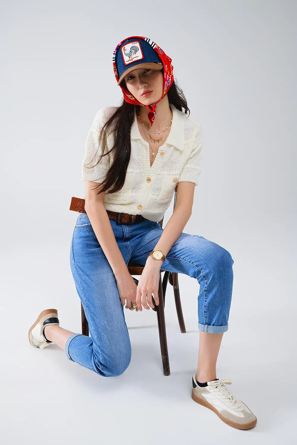 Denim Cropped Straight Legged Jeans - Jeans