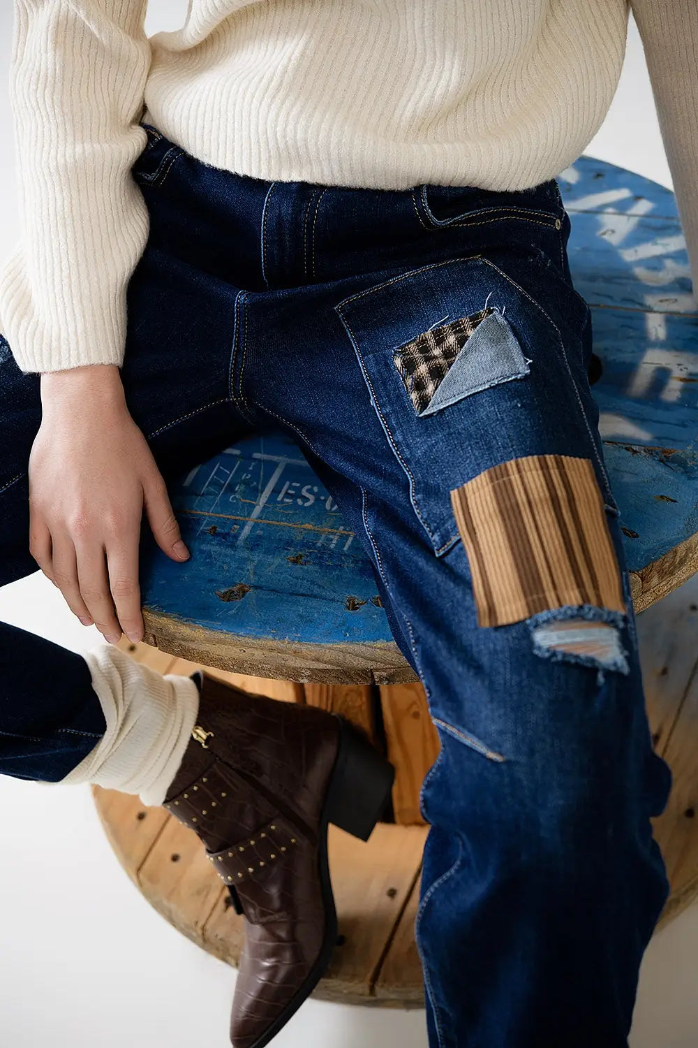 Q2 denim décontracté avec patchs