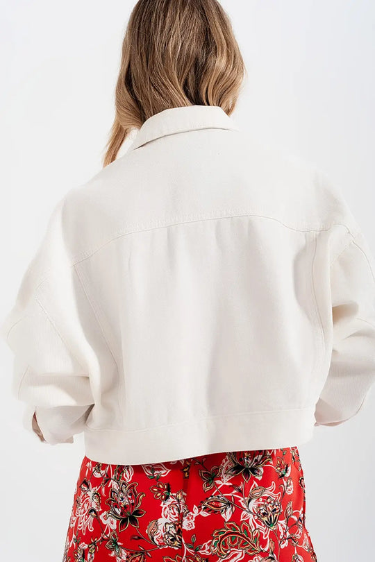 Denim jacket with diamante fringing in white - Coats and Jackets