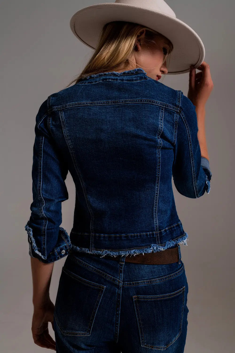 Denim jacket with raw hem edge - Coats and Jackets