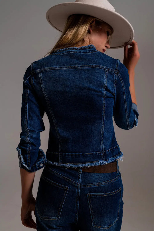 Denim jacket with raw hem edge - Coats and Jackets