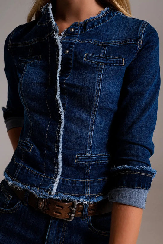 Denim jacket with raw hem edge - Coats and Jackets