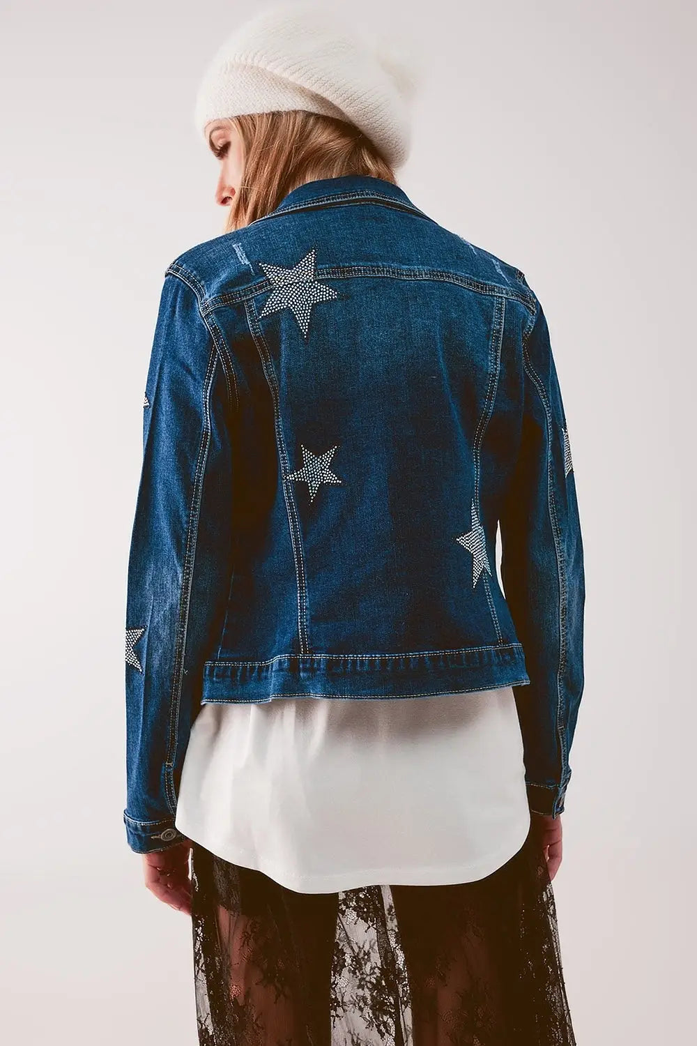 Denim jacket with star embellishment in midwash - Coats and Jackets