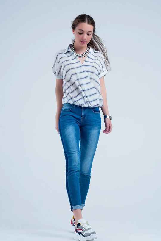 Denim jeans with blue side stripe - Jeans