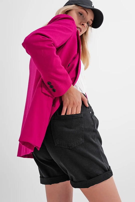 Denim mom shorts in black - Pants