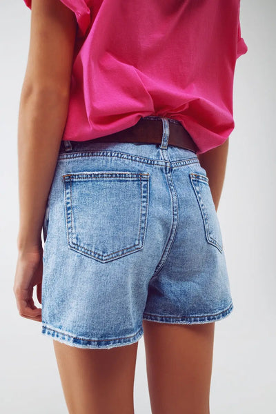 DenIm Shorts With Laminated Stars in Light Wash - Jeans