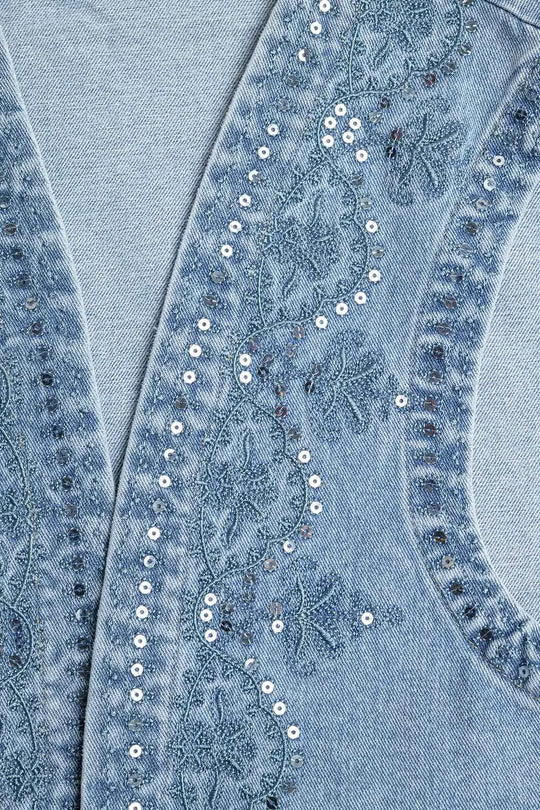 Denim Vest with sequin Pattern - Coats and Jackets