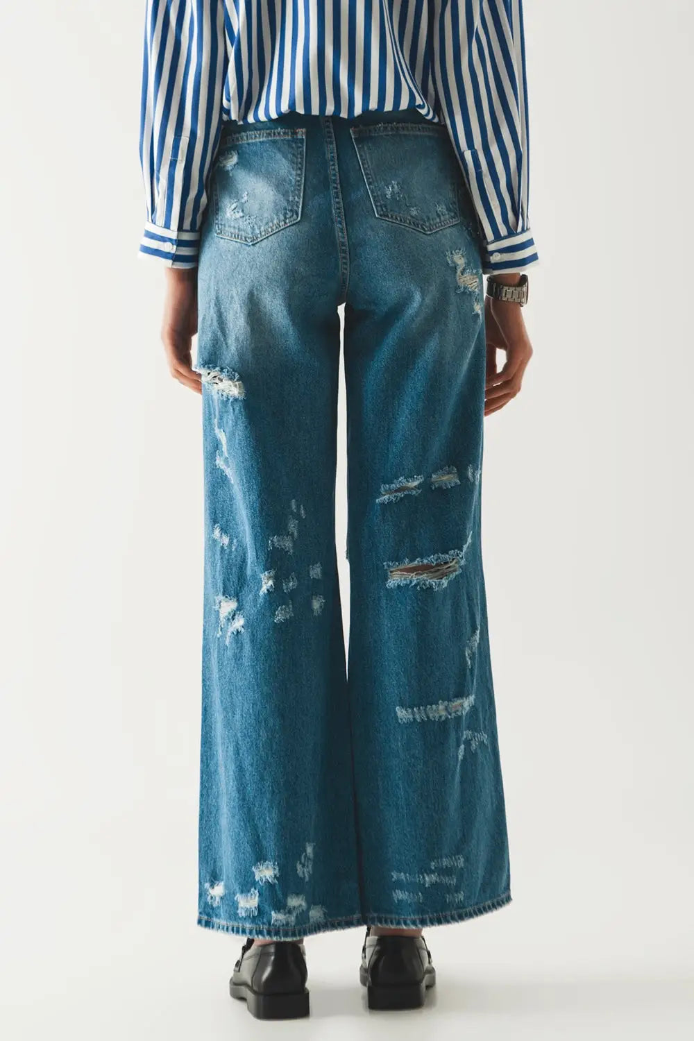 destroyed boyfriend jeans in blue - Jeans