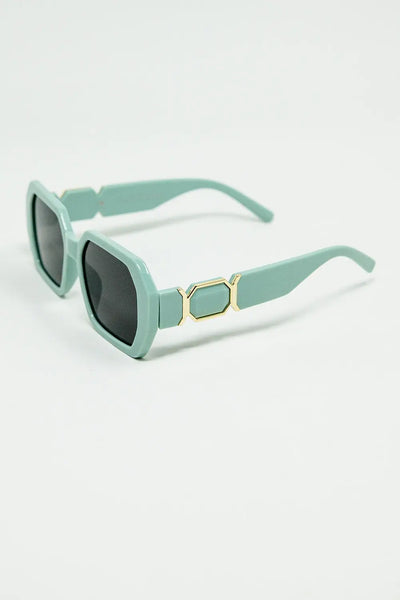 Diamond-Shaped Sunglasses with light Emerald Lenses - One Size / Green