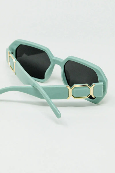Diamond-Shaped Sunglasses with light Emerald Lenses - One Size / Green
