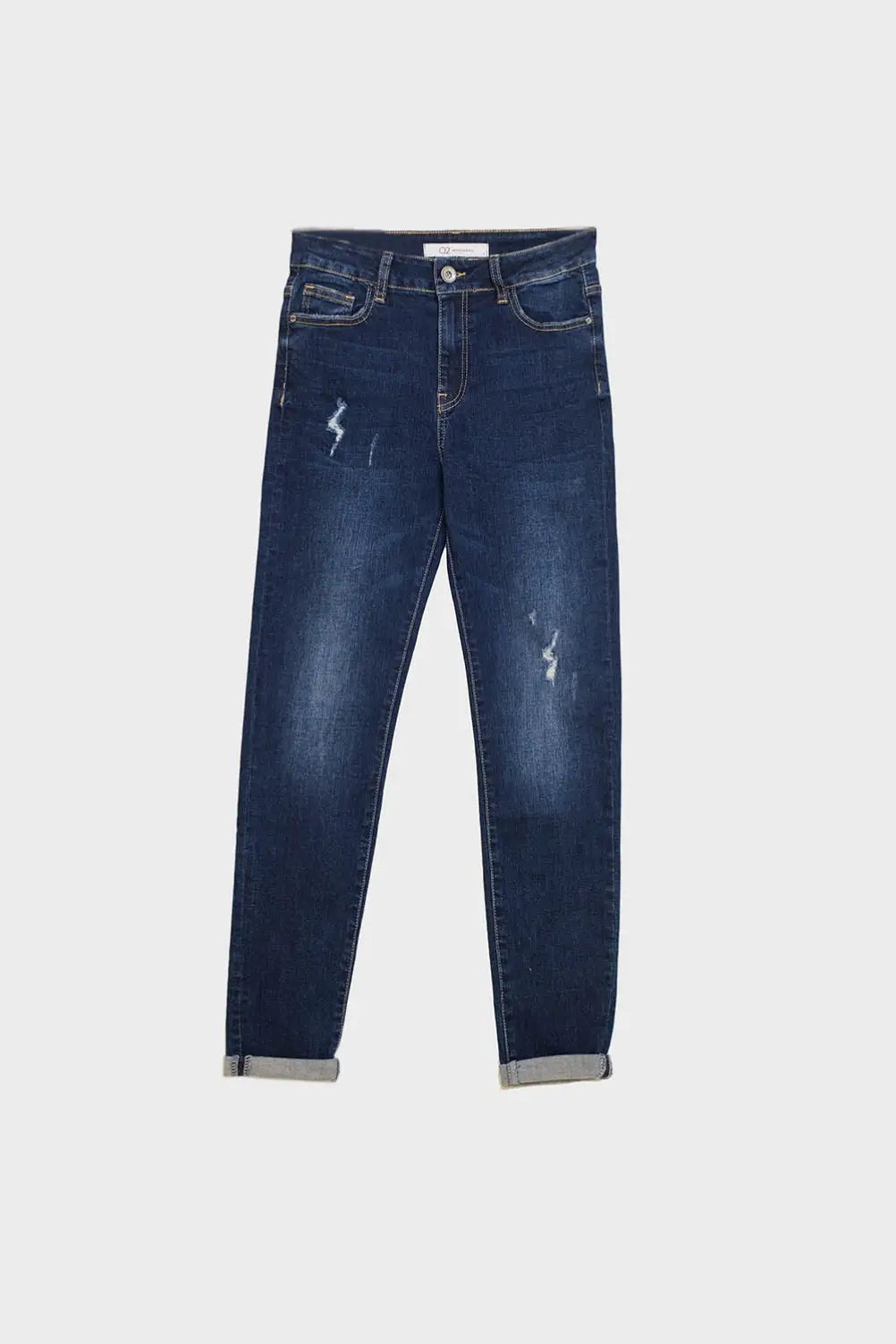 Distressed Dark Wash super Skinny Jeans In Stretch Denim - Jeans