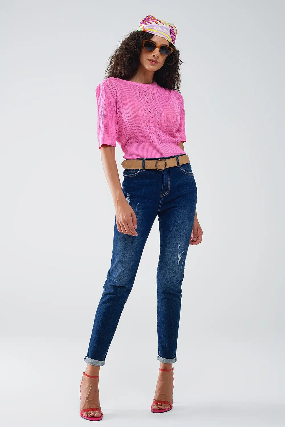 Distressed Dark Wash super Skinny Jeans In Stretch Denim - Jeans