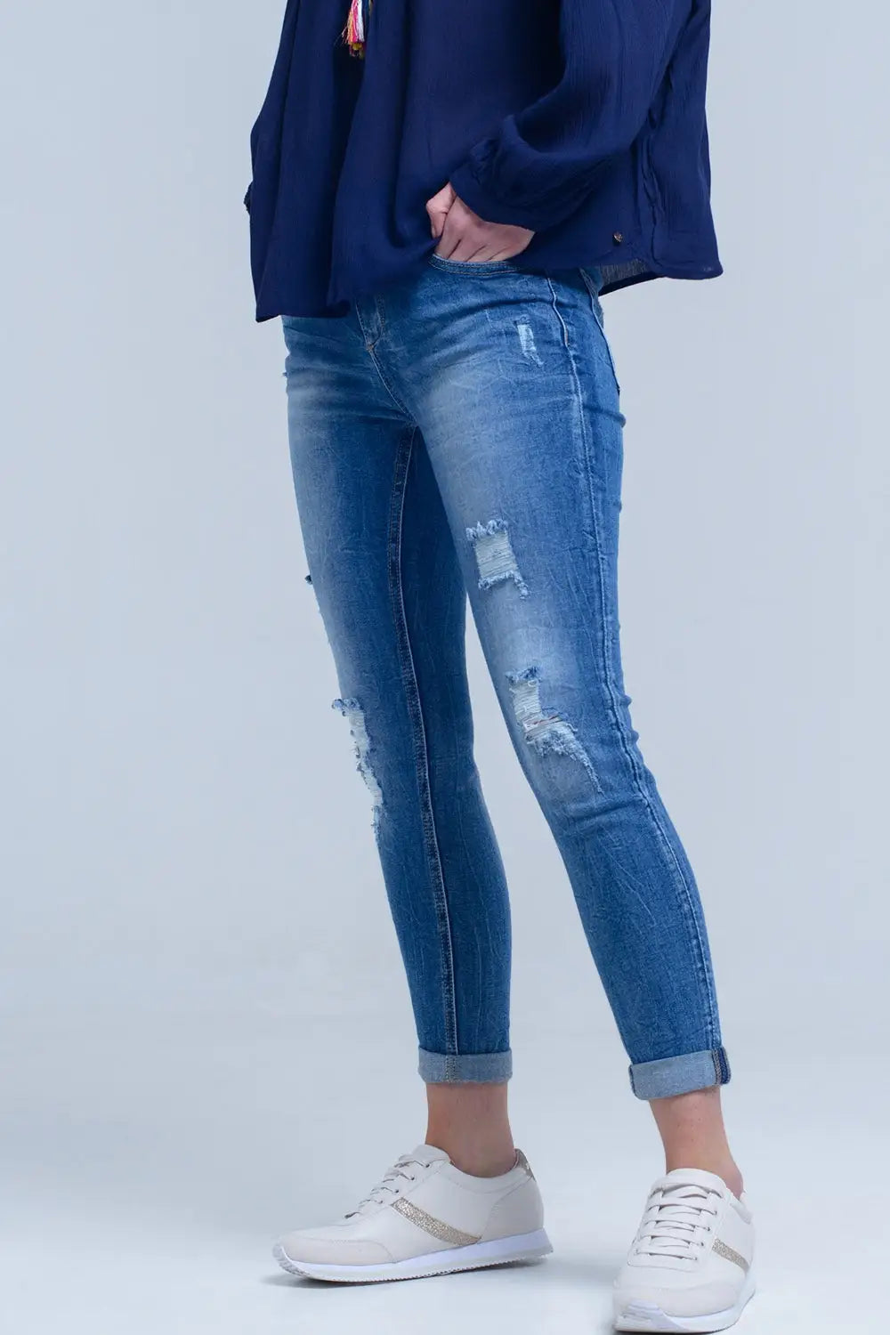 Distressed ripped skinny jean - Jeans