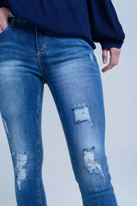 Distressed ripped skinny jean - Jeans