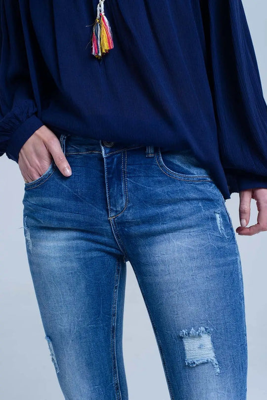 Distressed ripped skinny jean - Jeans