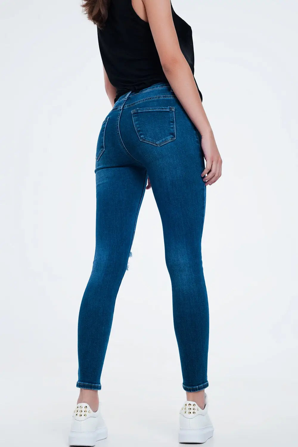 Distressed skinny fit jeans in mid wash - Jeans