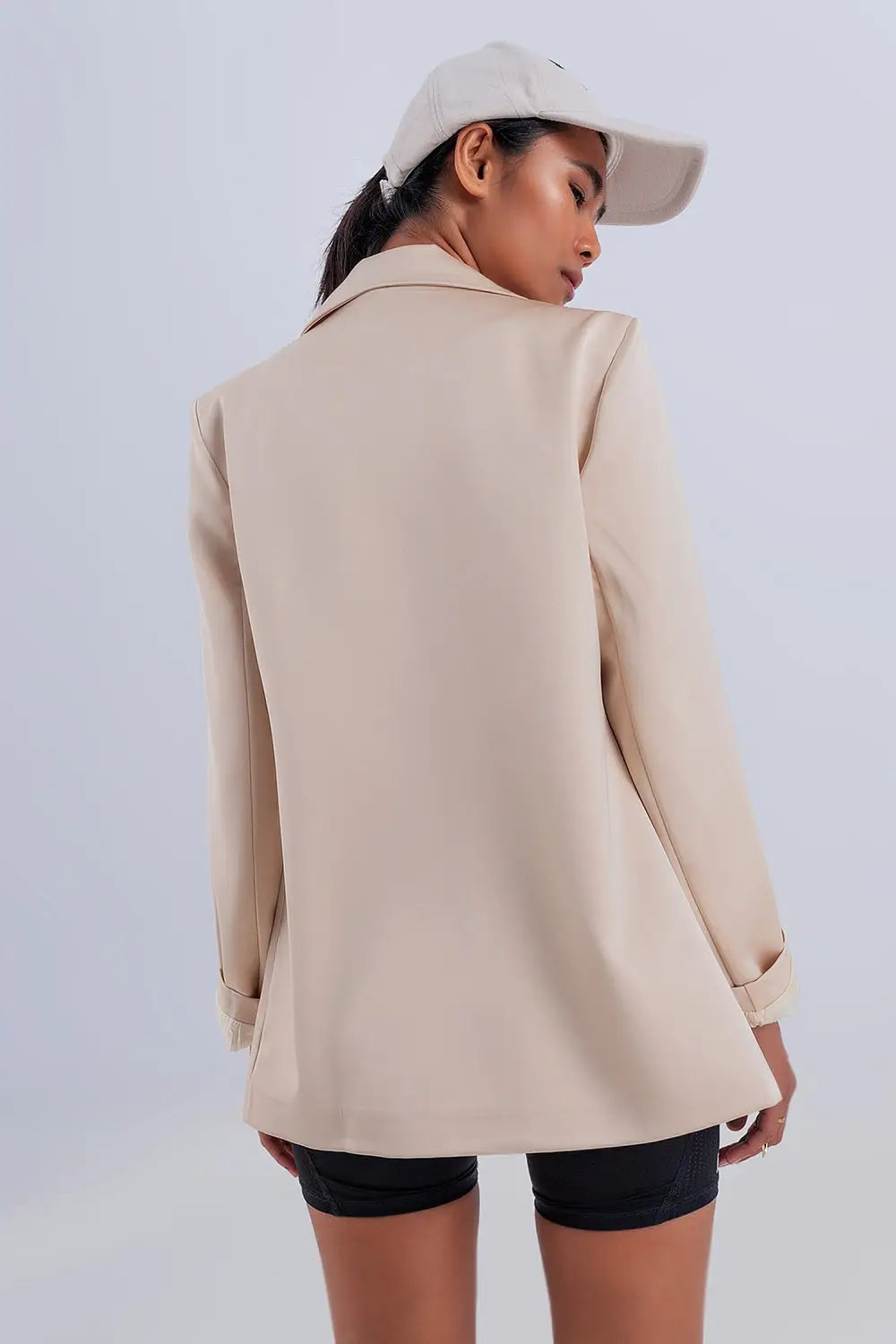 Double breasted satin blazer in beige - Coats and Jackets