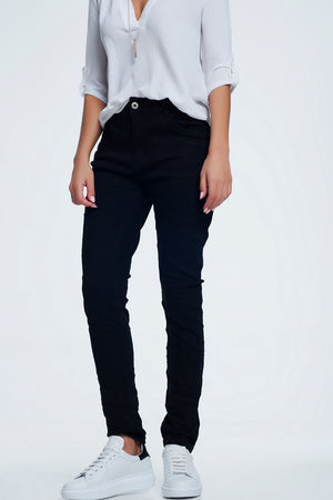 Q2 Drop crotch skinny jean in black