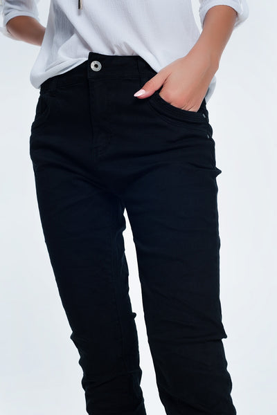 Drop crotch skinny jean in black