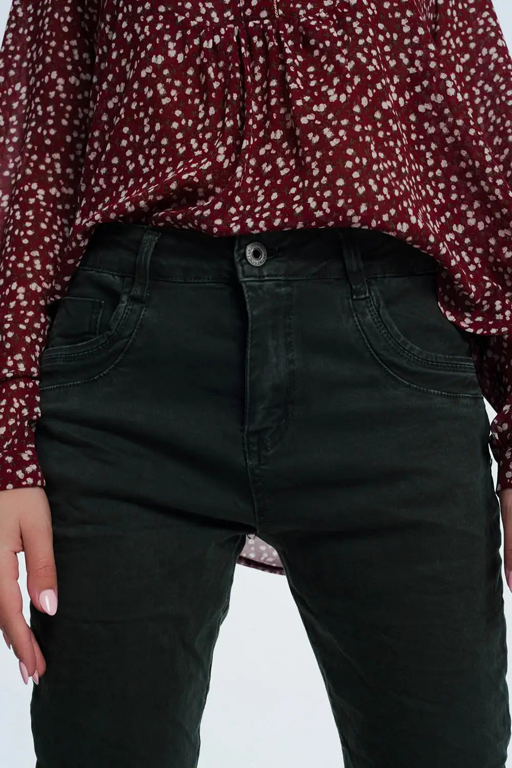 Drop crotch skinny jean in khaki - Jeans