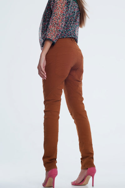 Drop crotch skinny jean in Orange