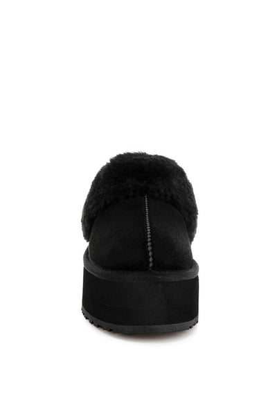 Kutchu Faux Fur Trim Platform Classic Slingback