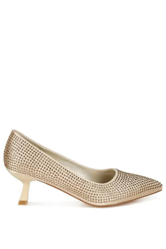 Dinah Rhinestones Embellished Kitten Heel Pumps