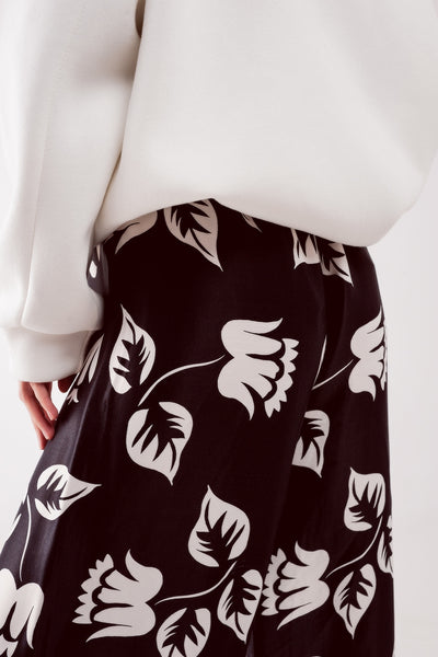 Elasticated super wide leg pants in black