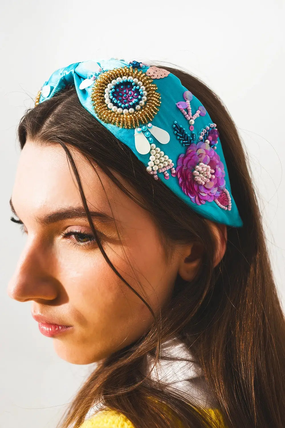 Embellished chunky headband in blue - One Size / Blue
