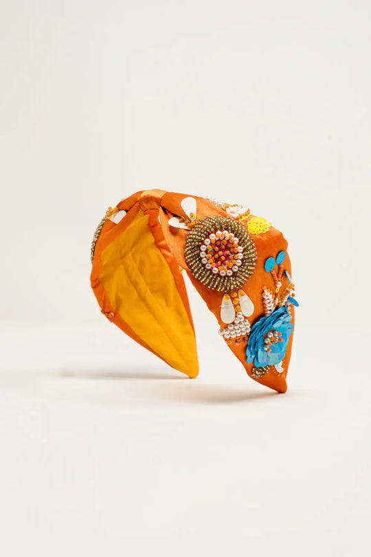 Embellished chunky headband in orange - One Size / Orange