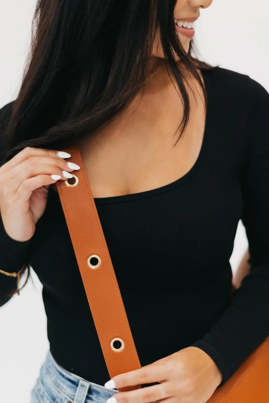 Evelynn Eyelet Vegan Leather Strap - Brown - Straps