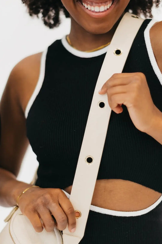 Evelynn Eyelet Vegan Leather Strap - Cream - Straps