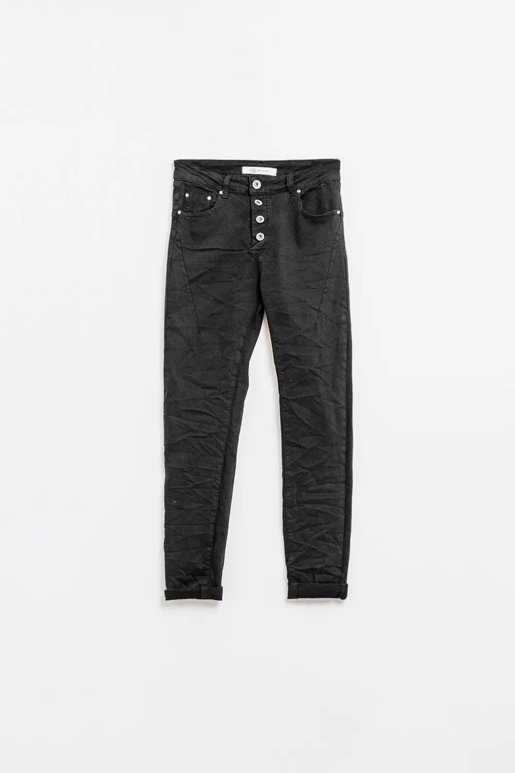 Q2 Exposed buttons skinny jeans in black