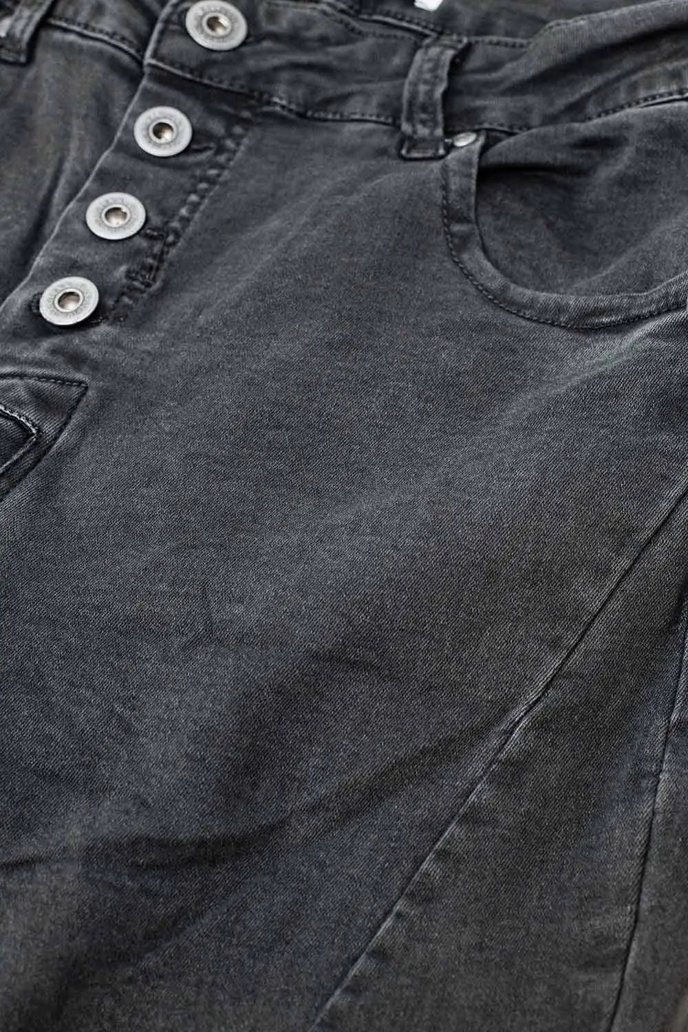 Exposed buttons skinny jeans in dark grey - Pants